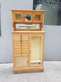 American Midcentury Oakwood Dentist Cabinet with Bakelite Pulls