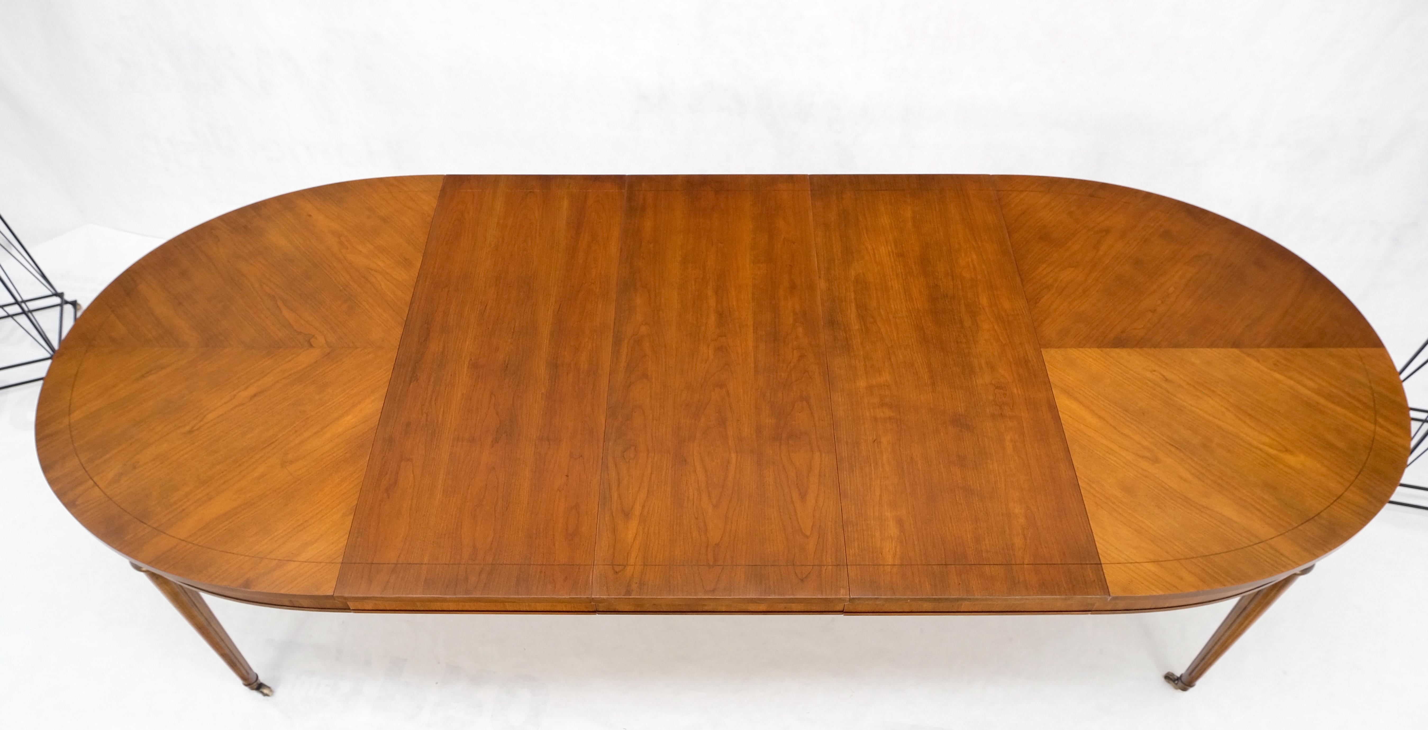 American Mid-Century Oval Satinwood DiningTable 3 Leaves Fluted Tapered Leg Mint For Sale 3