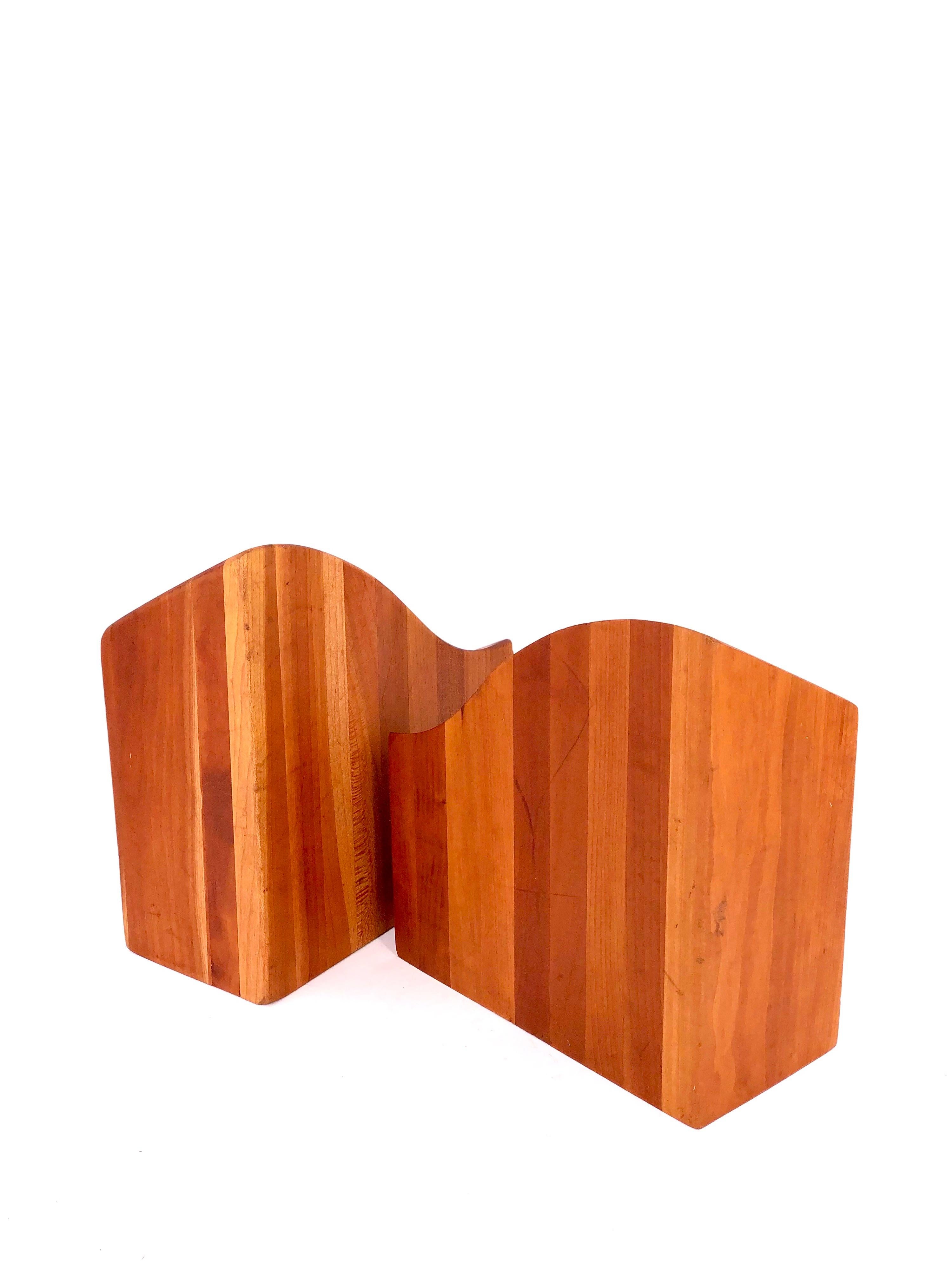 20th Century American Midcentury Pair of Solid Cherrywood Blocks Bookends