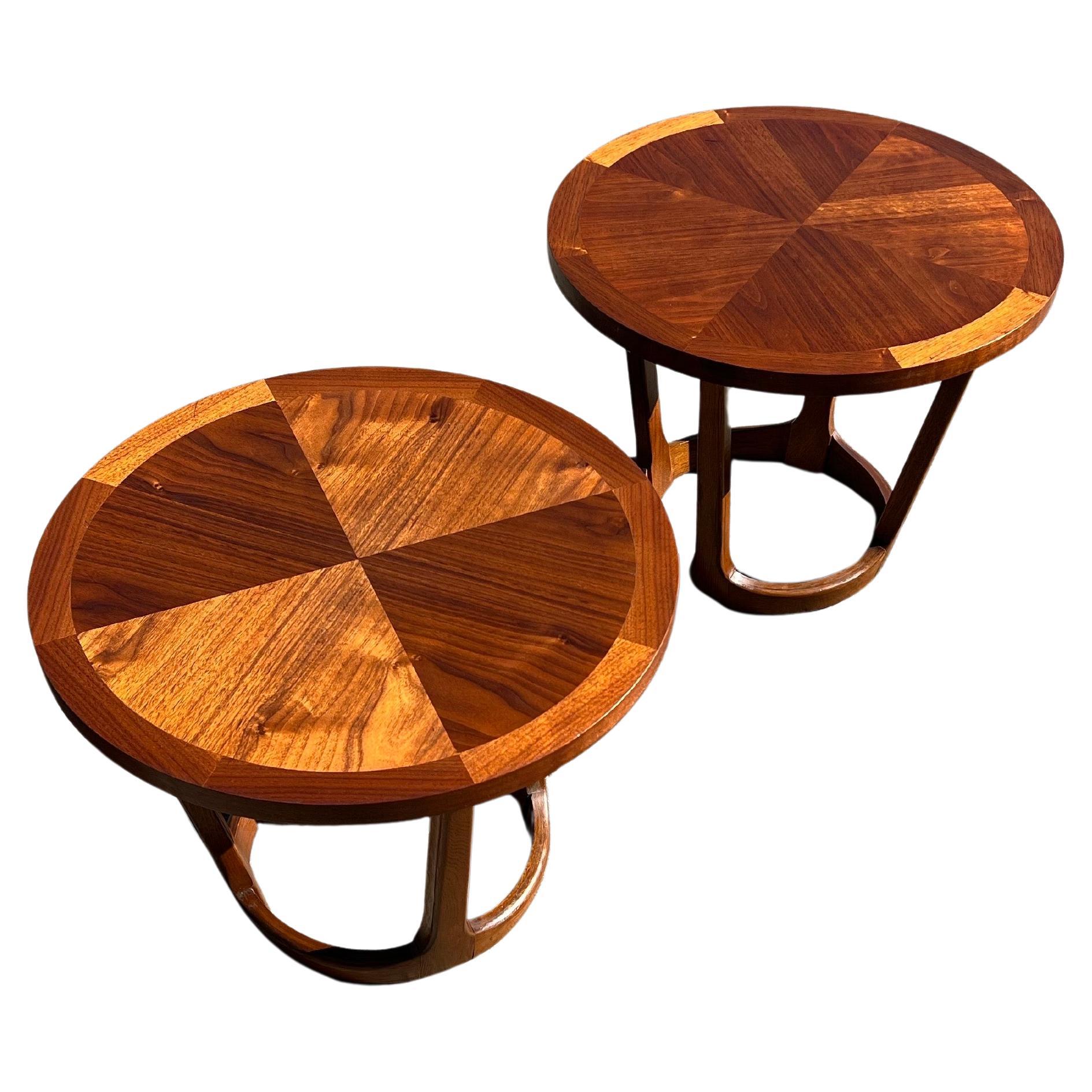 Beautiful and rare set of small cocktail end tables by Lane Furniture , in excellent condition nice design and very practical set .stamped at the bottom.