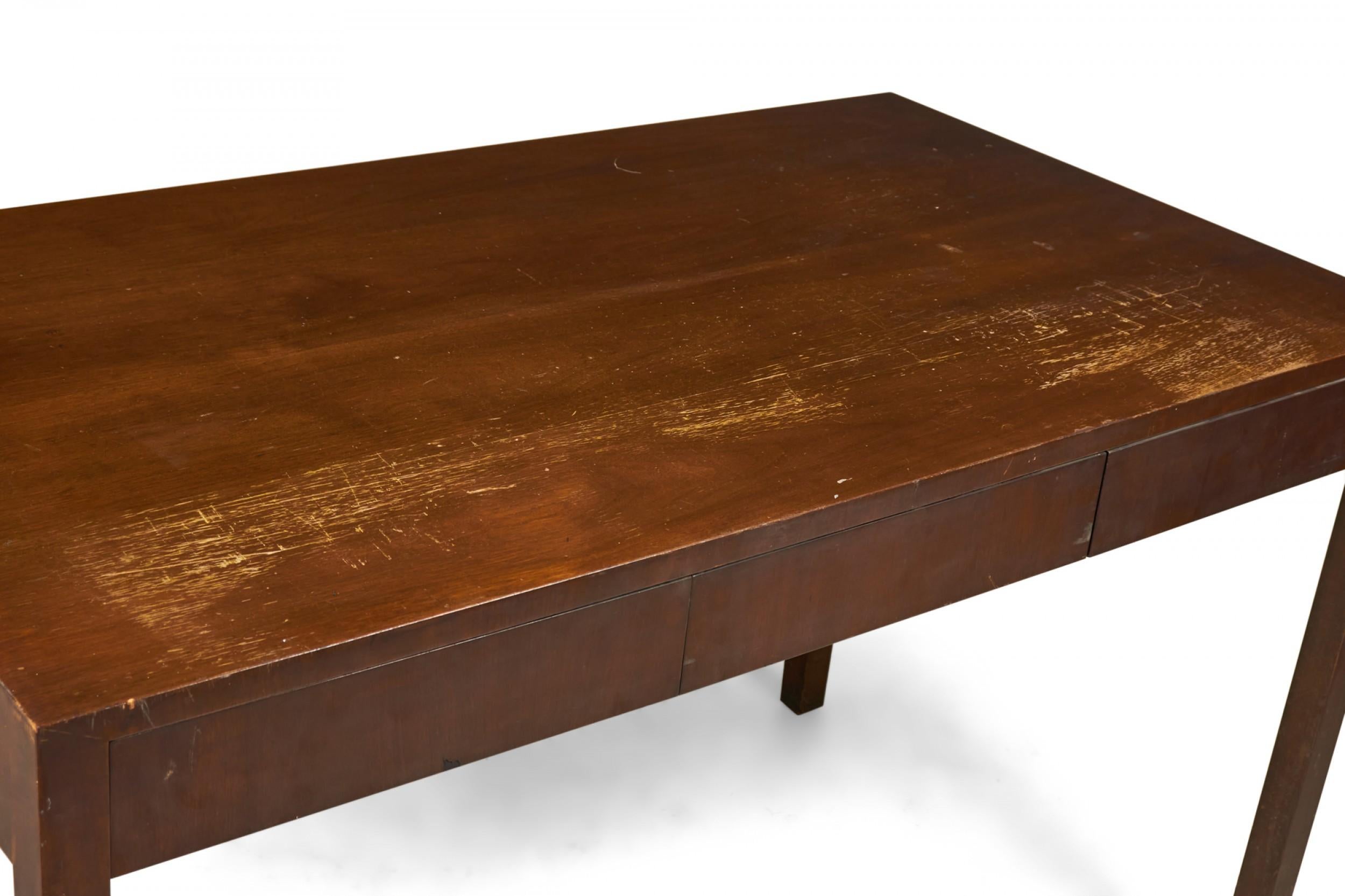 American Mid-Century Parsons-Style Rectangular Mahogany Partners Desk For Sale 8