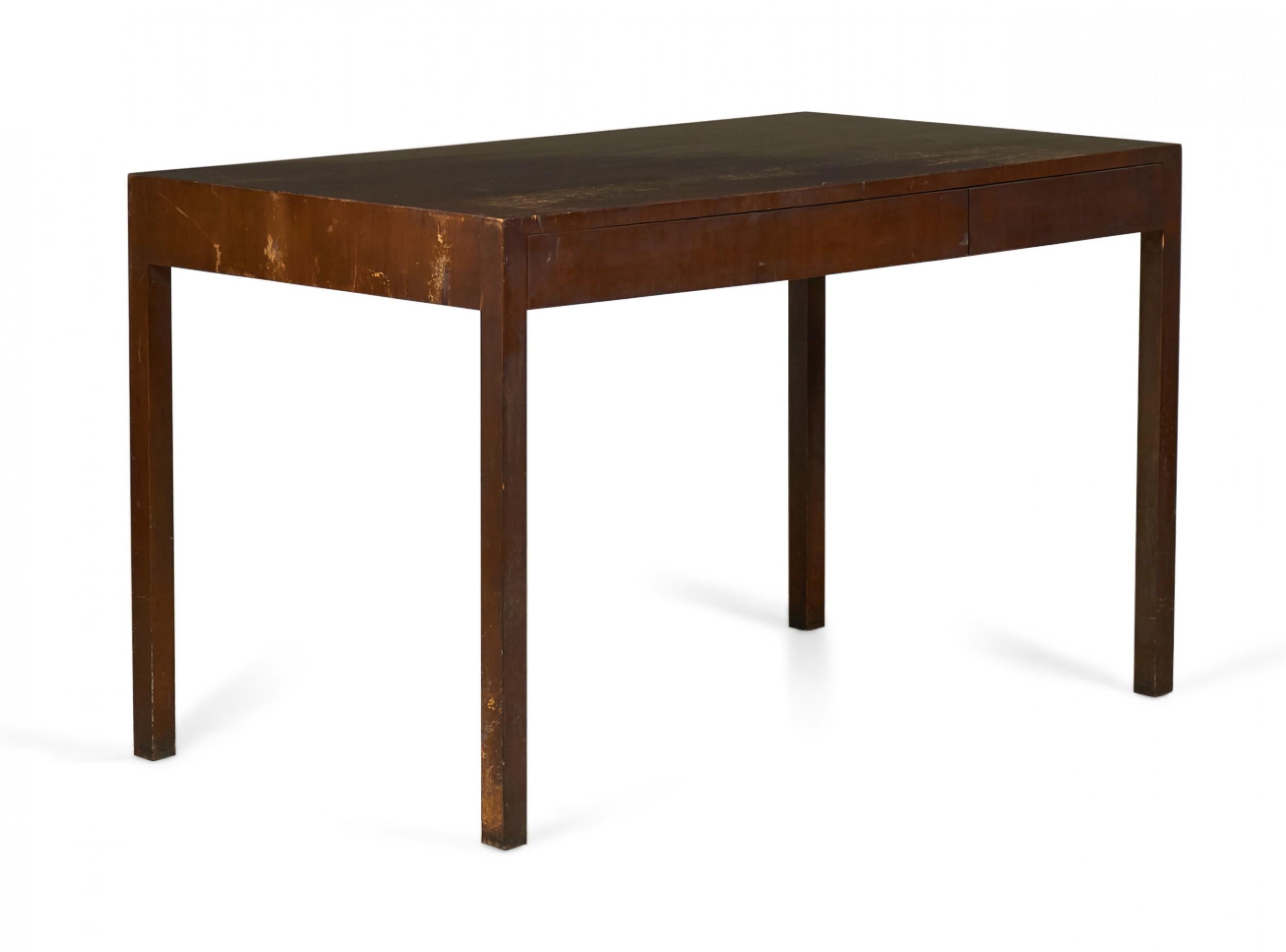 Mid-Century Modern American Mid-Century Parsons-Style Rectangular Mahogany Partners Desk For Sale