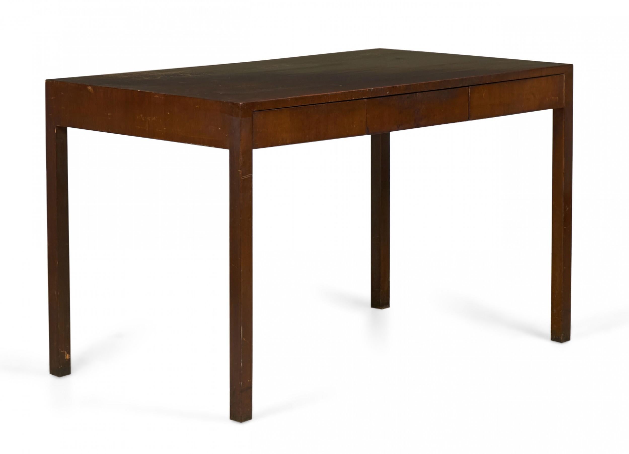 American Mid-Century Parsons-Style Rectangular Mahogany Partners Desk For Sale 1