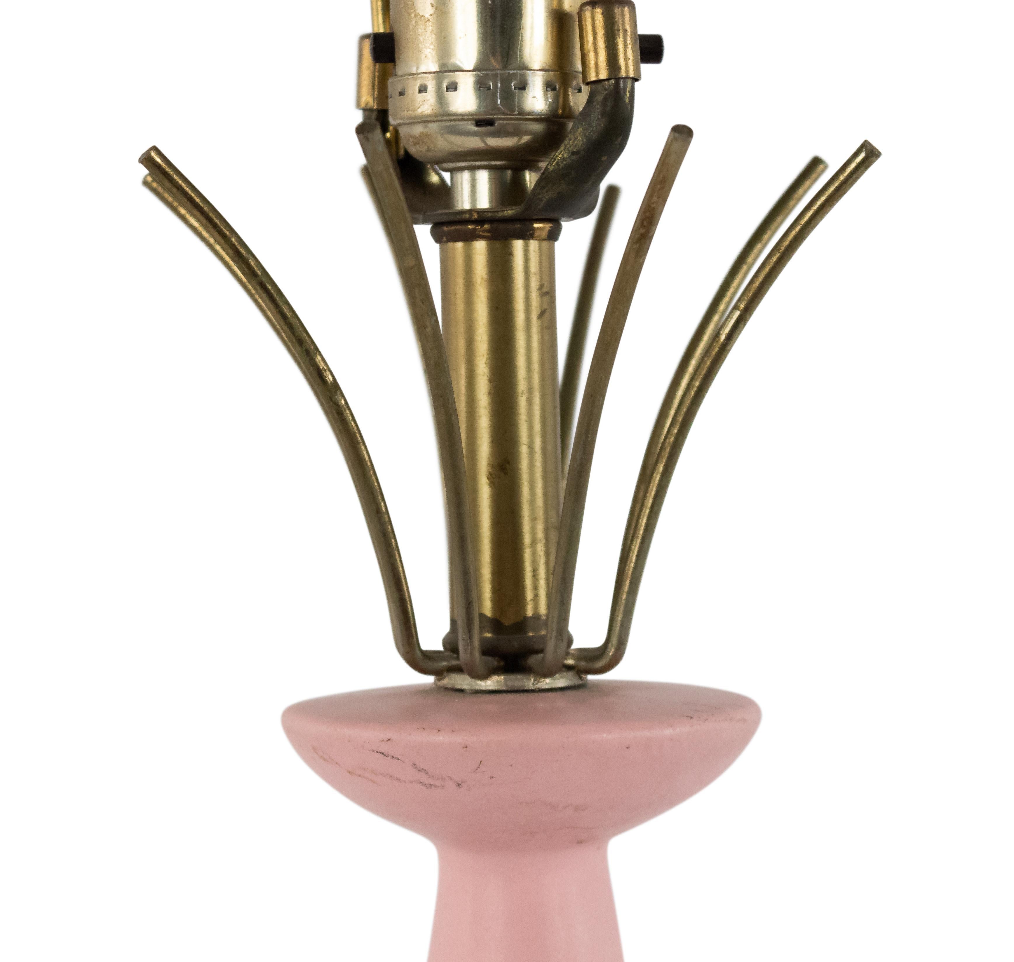 Mid-Century Modern American Mid-Century Pink Porcelain Table Lamp For Sale