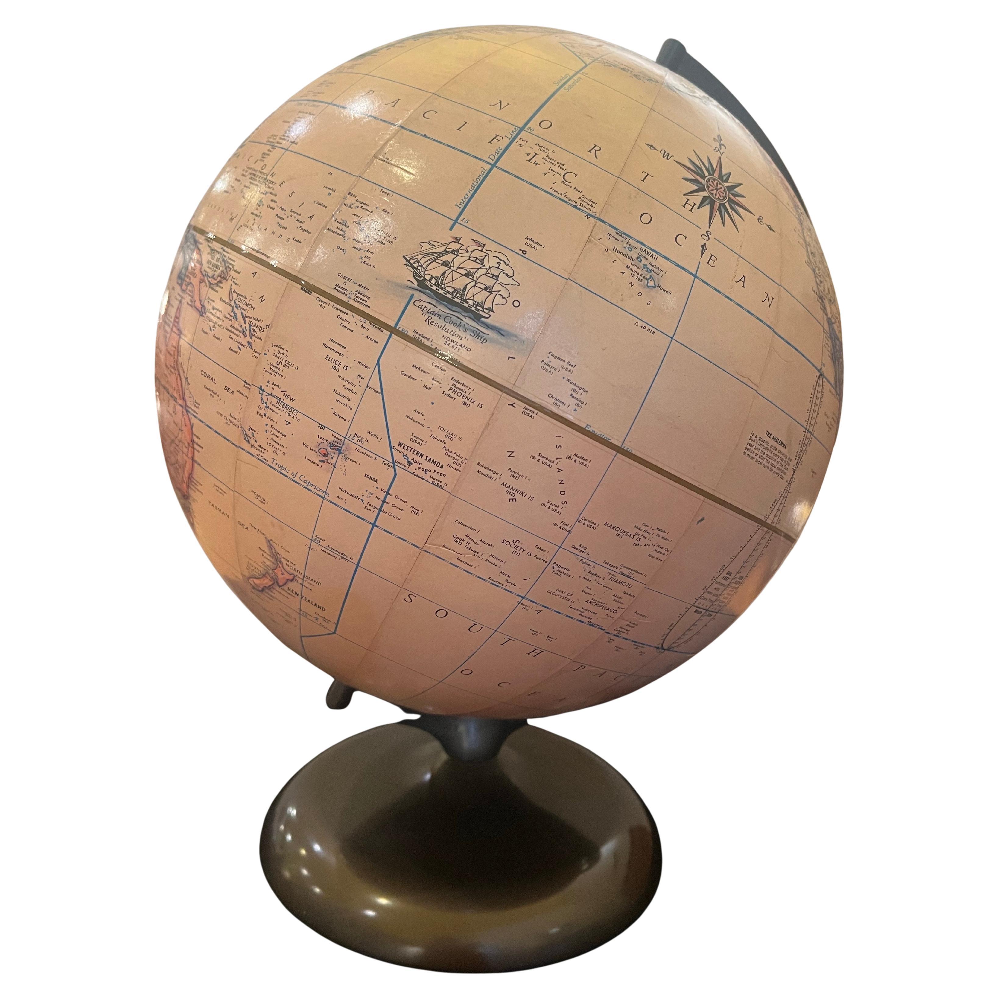 Américain globe d'art terrestre américain indexé du milieu du siècle dernier de Rand McNally en vente