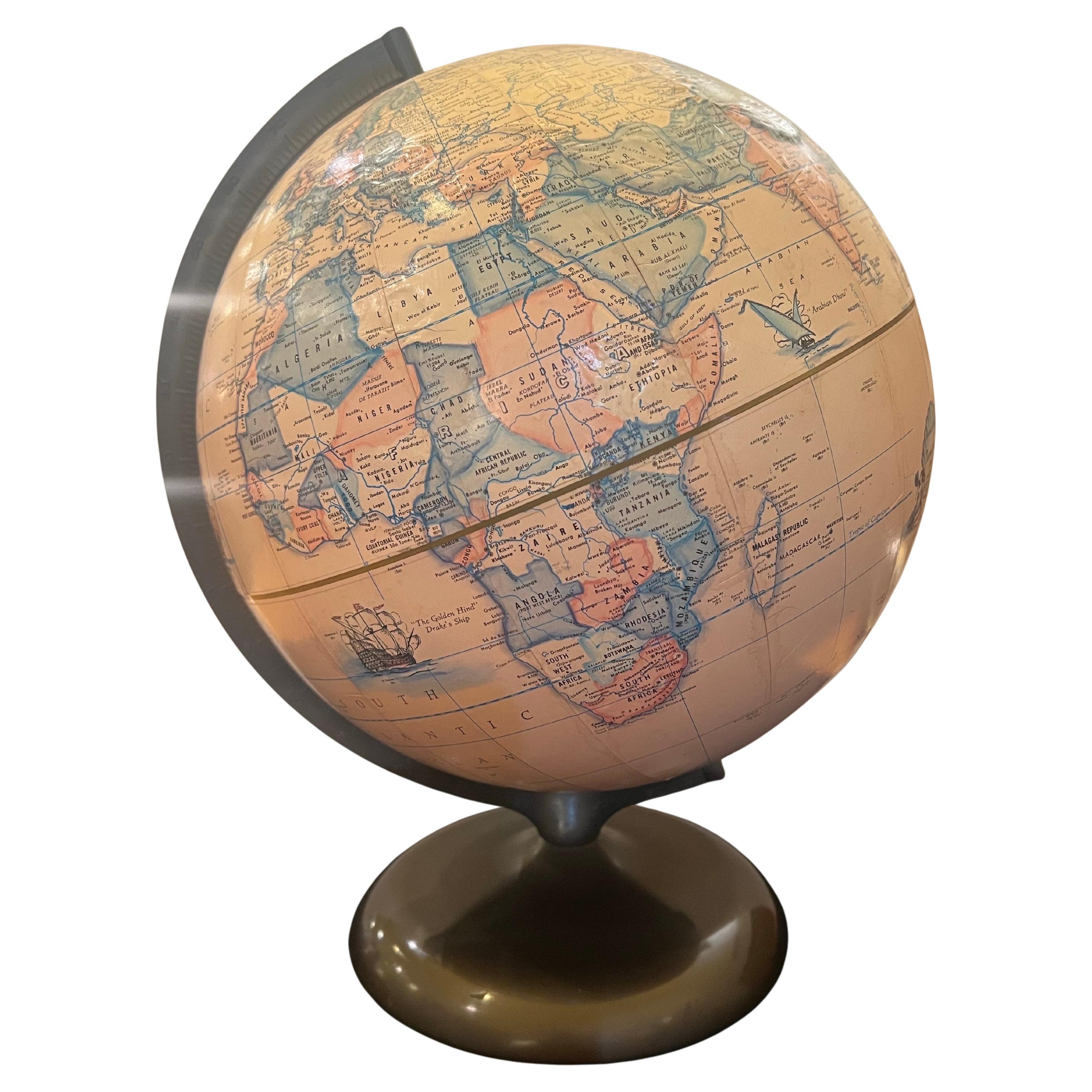 American Mid Century Rand McNally Indexed Terrestrial Art globe