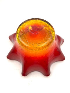 American Midcentury Rare Blenko Amberina Crackle Glass Vase