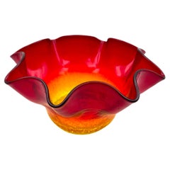 American Midcentury Rare Blenko Amberina Crackle Glass Vase