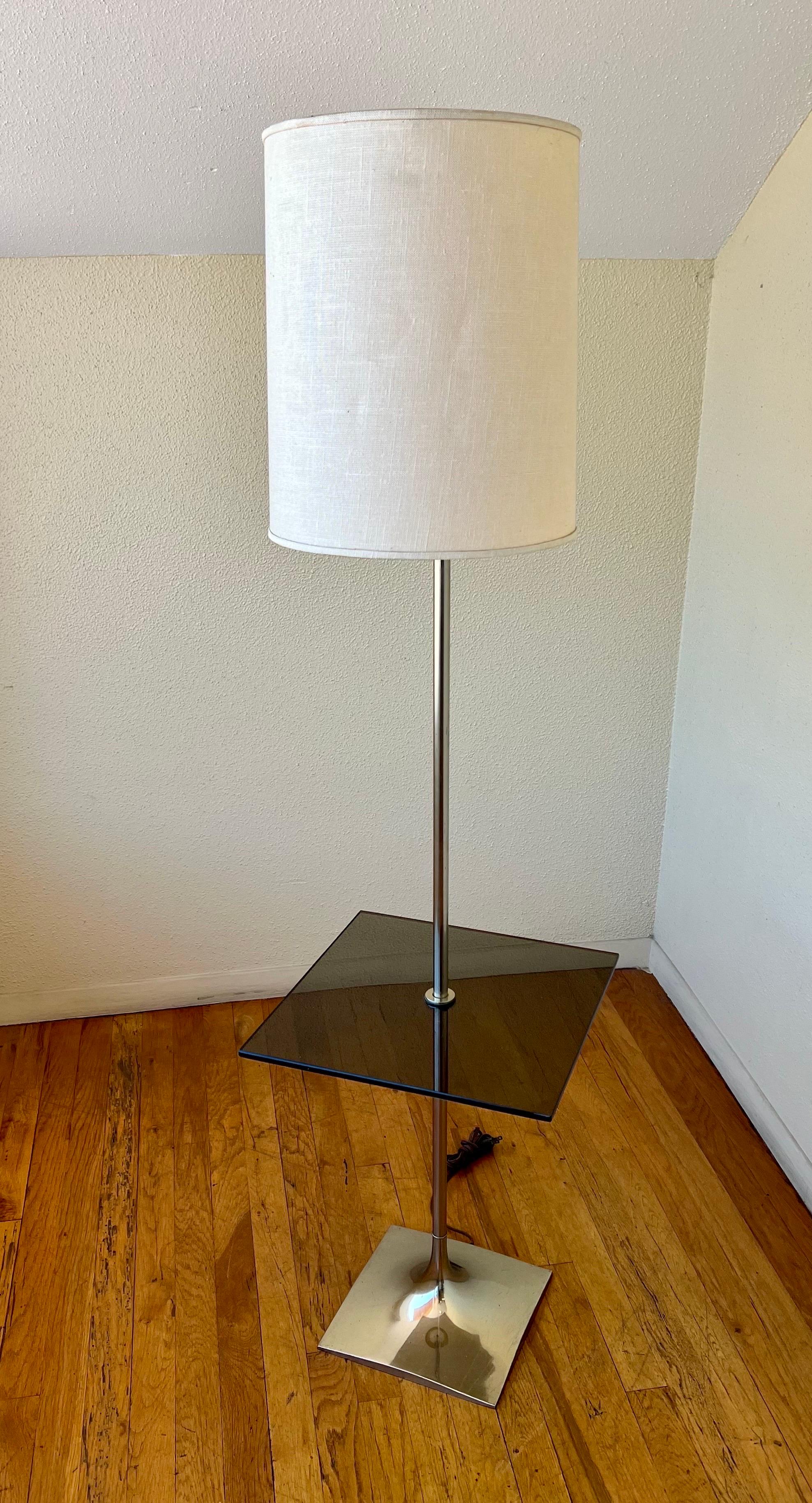 Space Age American Mid Century Rare Laurel Smoke Glass Table Floor Lamp