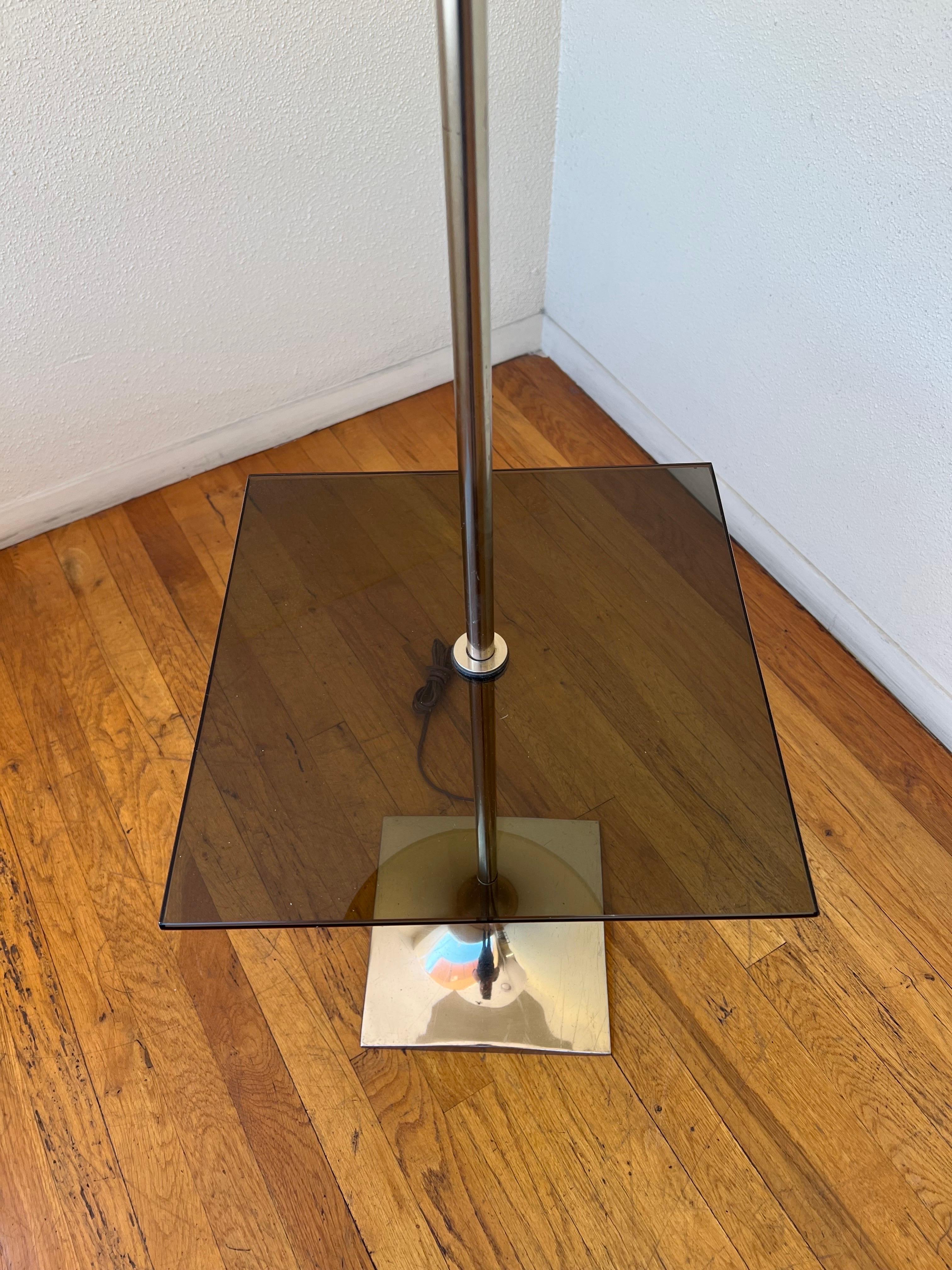 20th Century American Mid Century Rare Laurel Smoke Glass Table Floor Lamp
