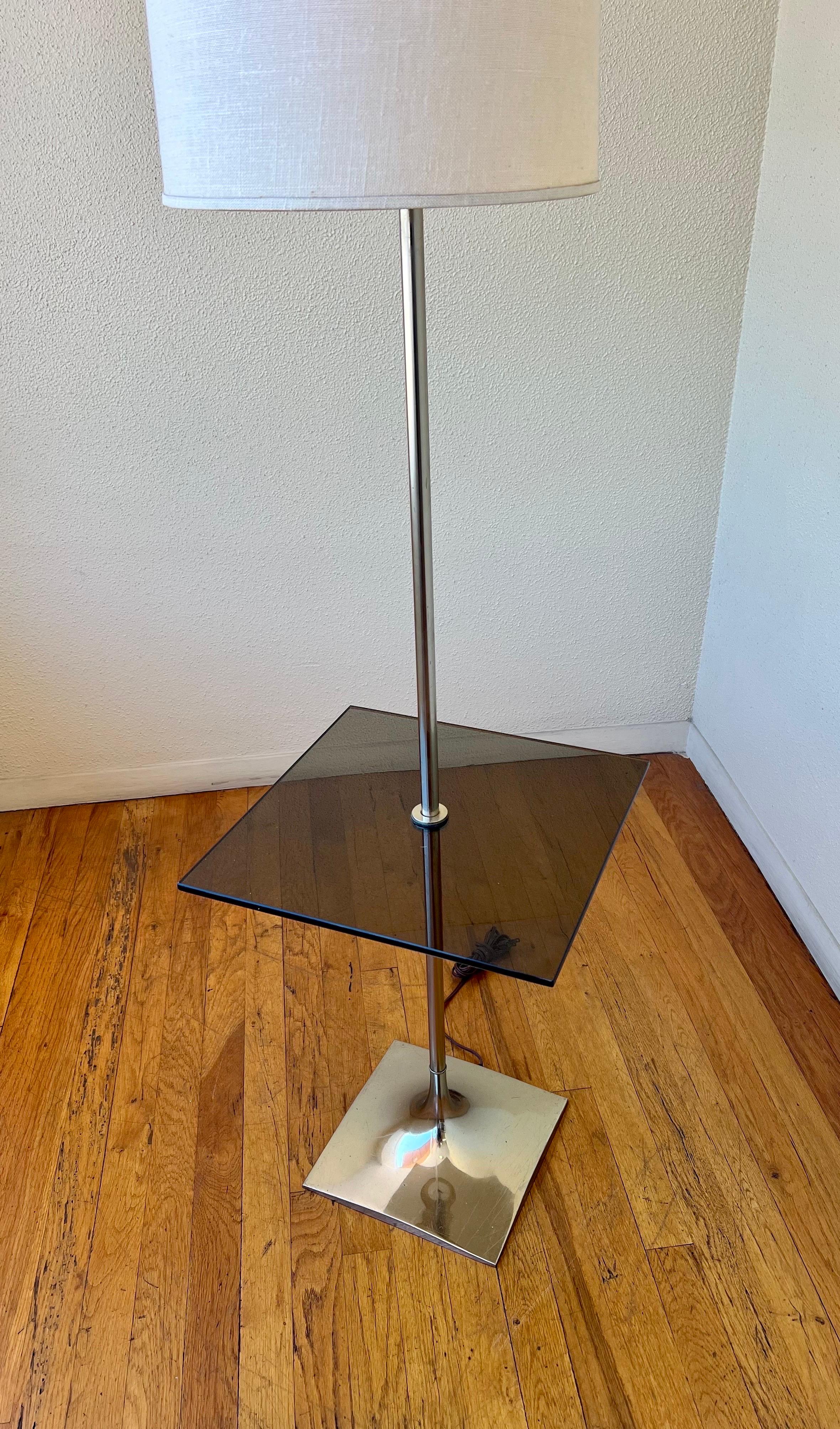 American Mid Century Rare Laurel Smoke Glass Table Floor Lamp 1