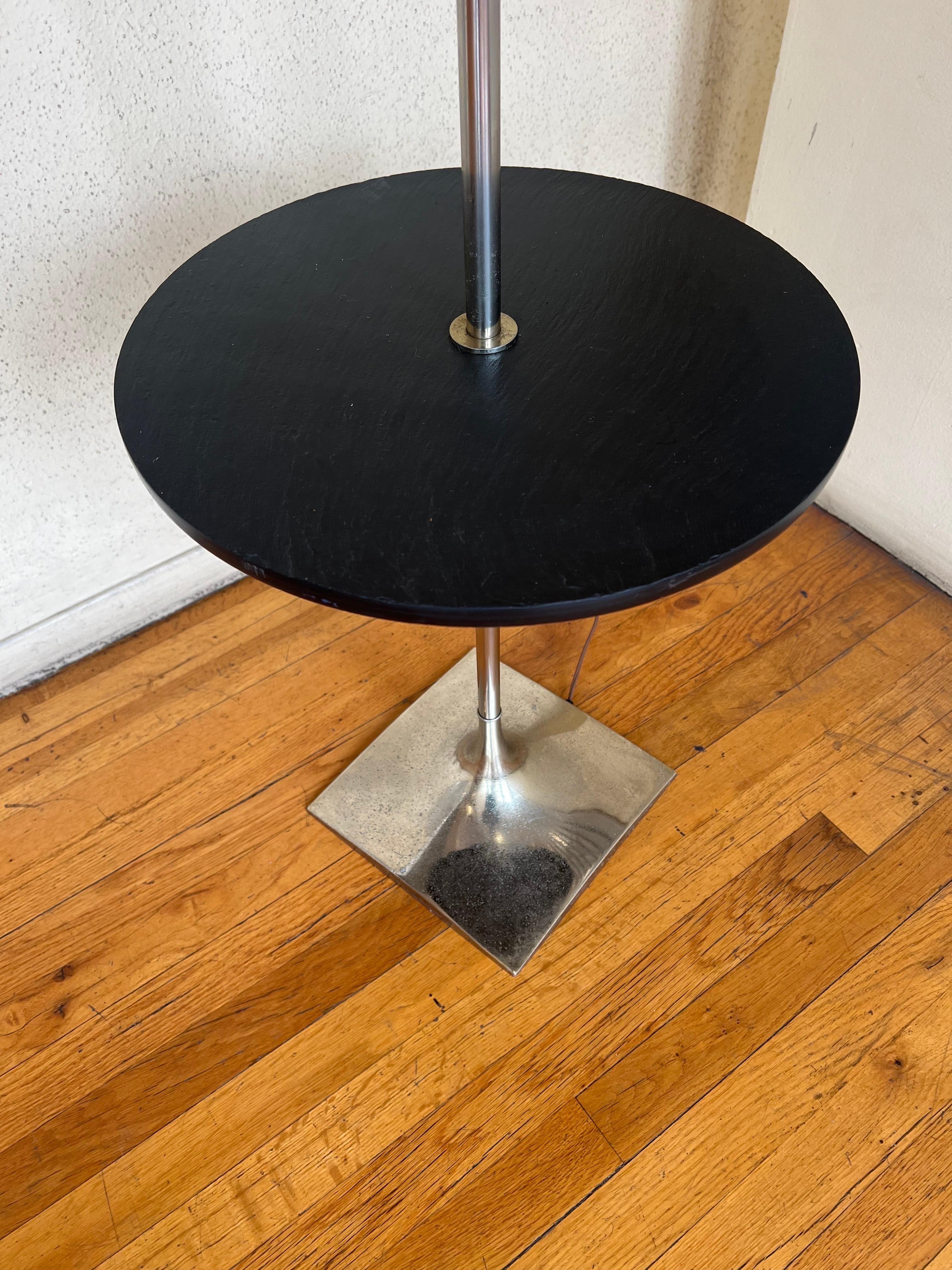 20th Century American Mid Century Rare Laurel Table Floor Lamp Slate & Chrome 