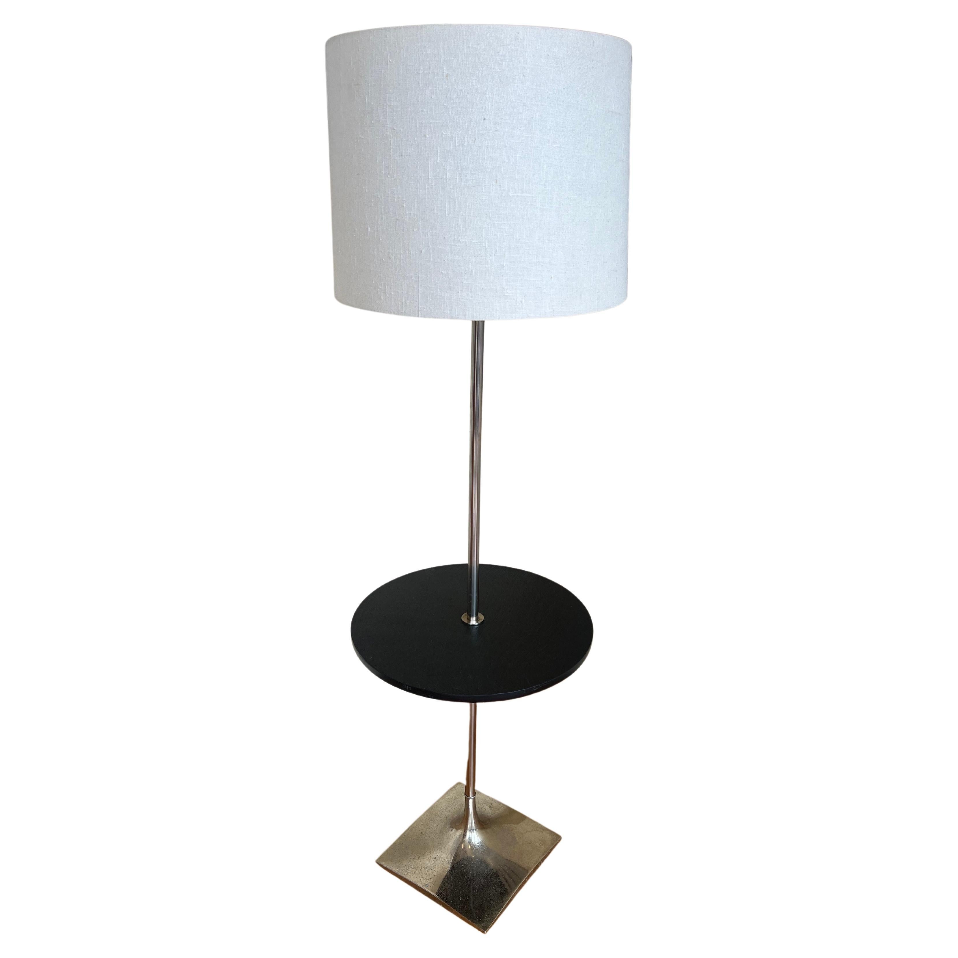 American Mid Century Rare Laurel Table Floor Lamp Slate & Chrome 