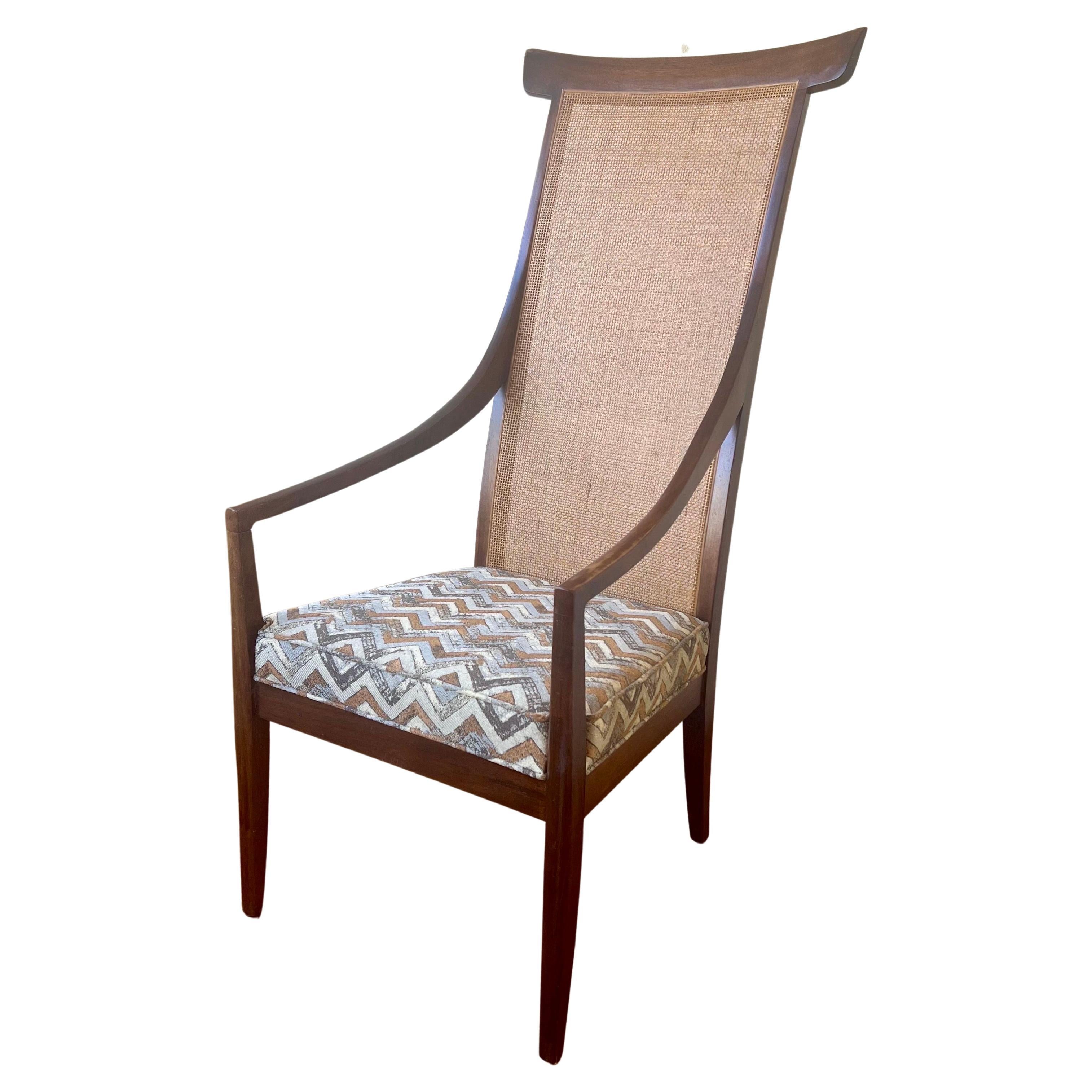 Donna CaneBack Chair in Walnut Wood Finish with an Ivory Fabric Seat For Sale at 1stDibs