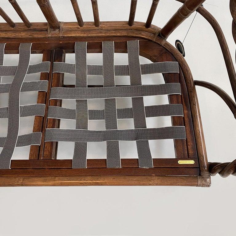 American mid-century rattan beige floreal fabric sofa by McGuire Company, 1970s For Sale 13