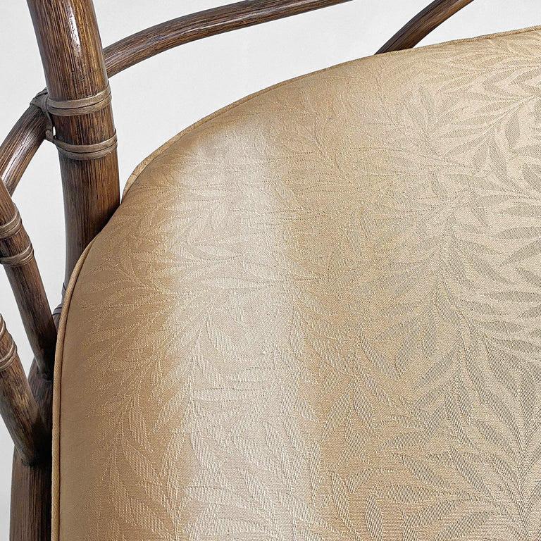American mid-century rattan beige floreal fabric sofa by McGuire Company, 1970s For Sale 3