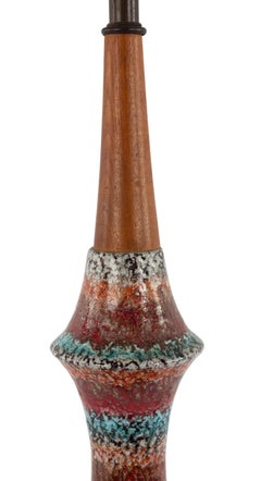 American Mid-Century Red Porcelain Table Lamp