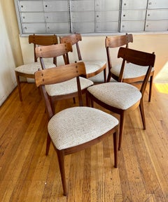 American Mid Century Set of 6 Drexel Walnut 'Declaration' Dining Chairs