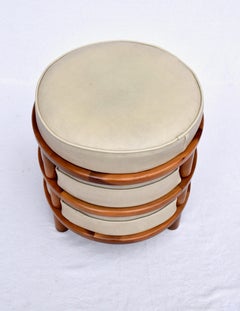 American Midcentury Set of Three Round Stackable Stools