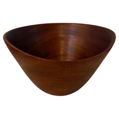 American Mid century Solid Mahogany Hand turned Freeform Large Bowl Catch it All