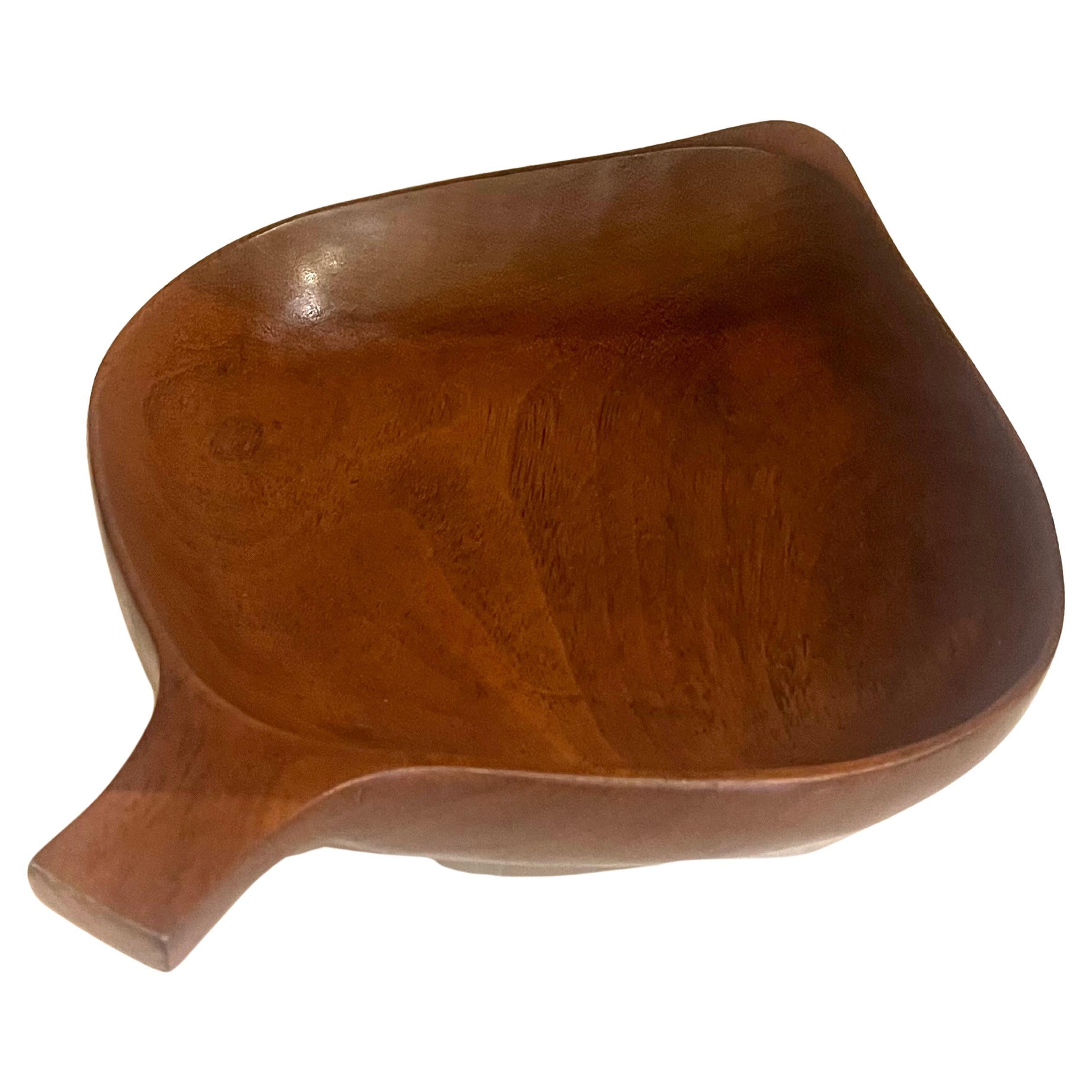 20th Century American Mid century Solid Walnut Rare Bird Decorative Catch it all Bowl For Sale