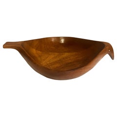 American Mid century Solid Walnut Rare Bird Decorative Catch it all Bowl