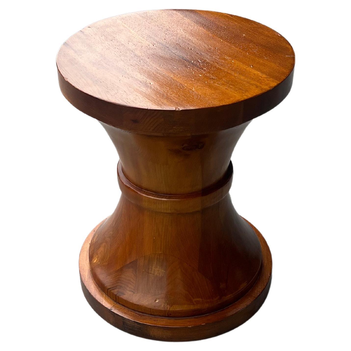 American Mid Century Style Solid Walnut Stool/Table  In Good Condition For Sale In San Diego, CA