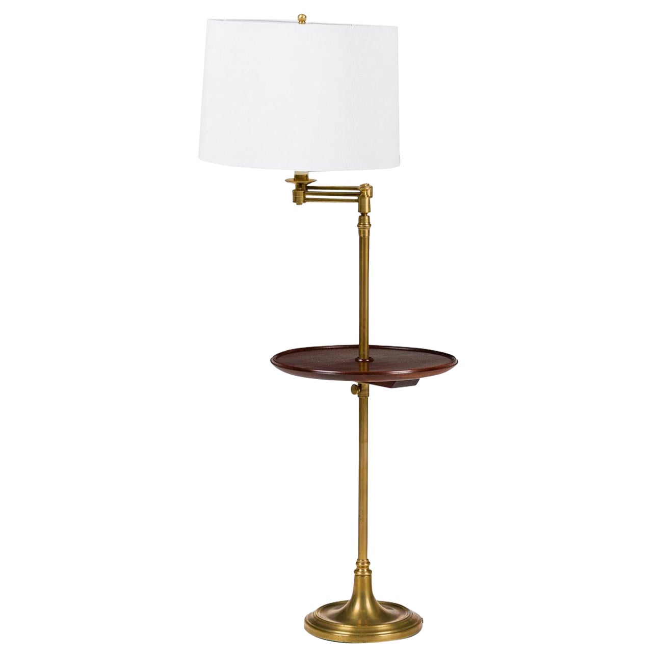 American Mid-Century Style Triple Swing Floor Lamp With Table For Sale