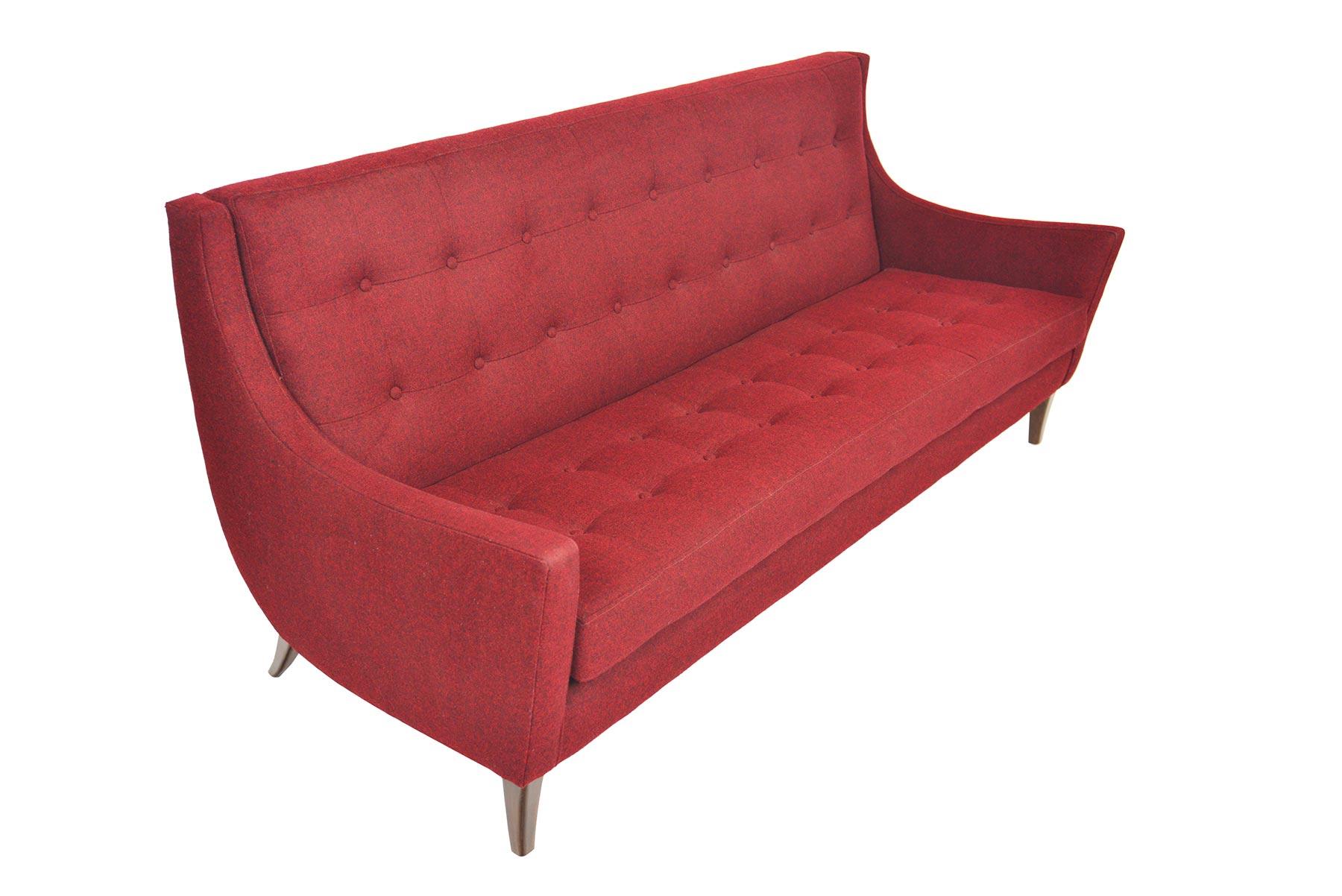 American Midcentury Three-Seat Sofa in Burgundy In Good Condition In Berkeley, CA