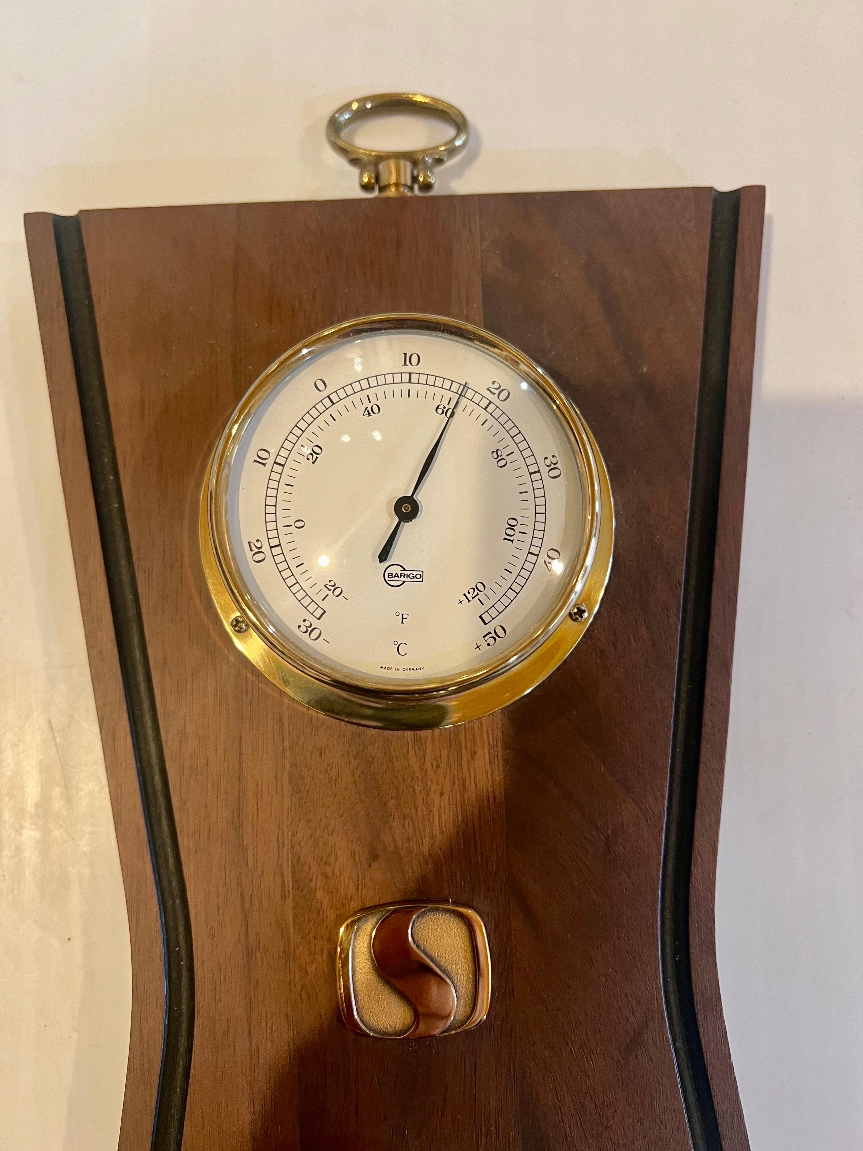 Beautiful weather station made by Barigo mounted on solid walnut frame excellent condition top quality piece working like new , 