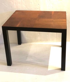 American Midcentury Walnut and Black Lacquer End Cocktail Table