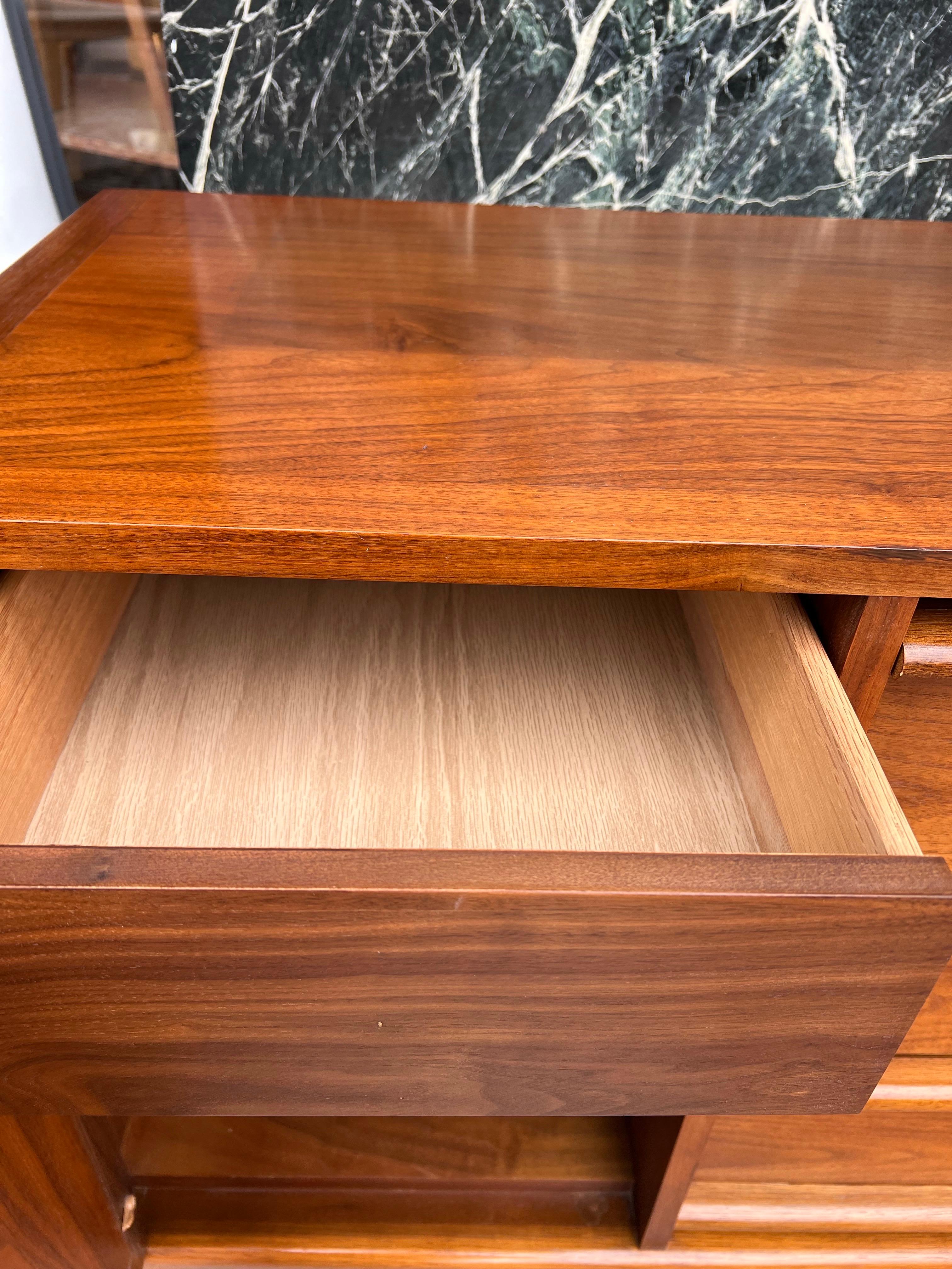 American Mid century Walnut & Cane Credenza with Reversible Front Door For Sale 6