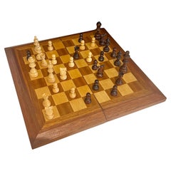 American Mid Century Walnut Portable Chess set 1970's
