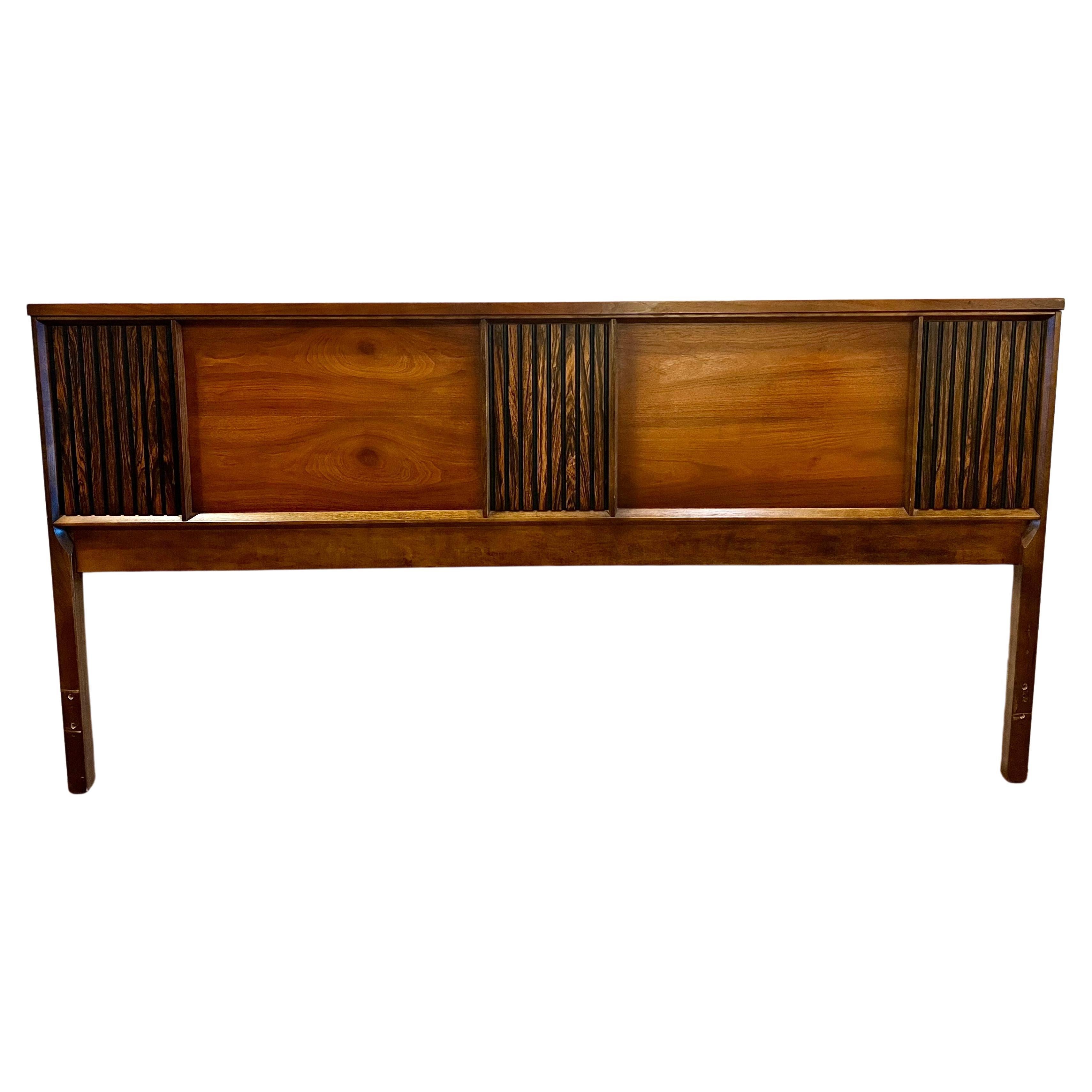 American Mid Century Walnut & Rosewood King Size Headboard For Sale