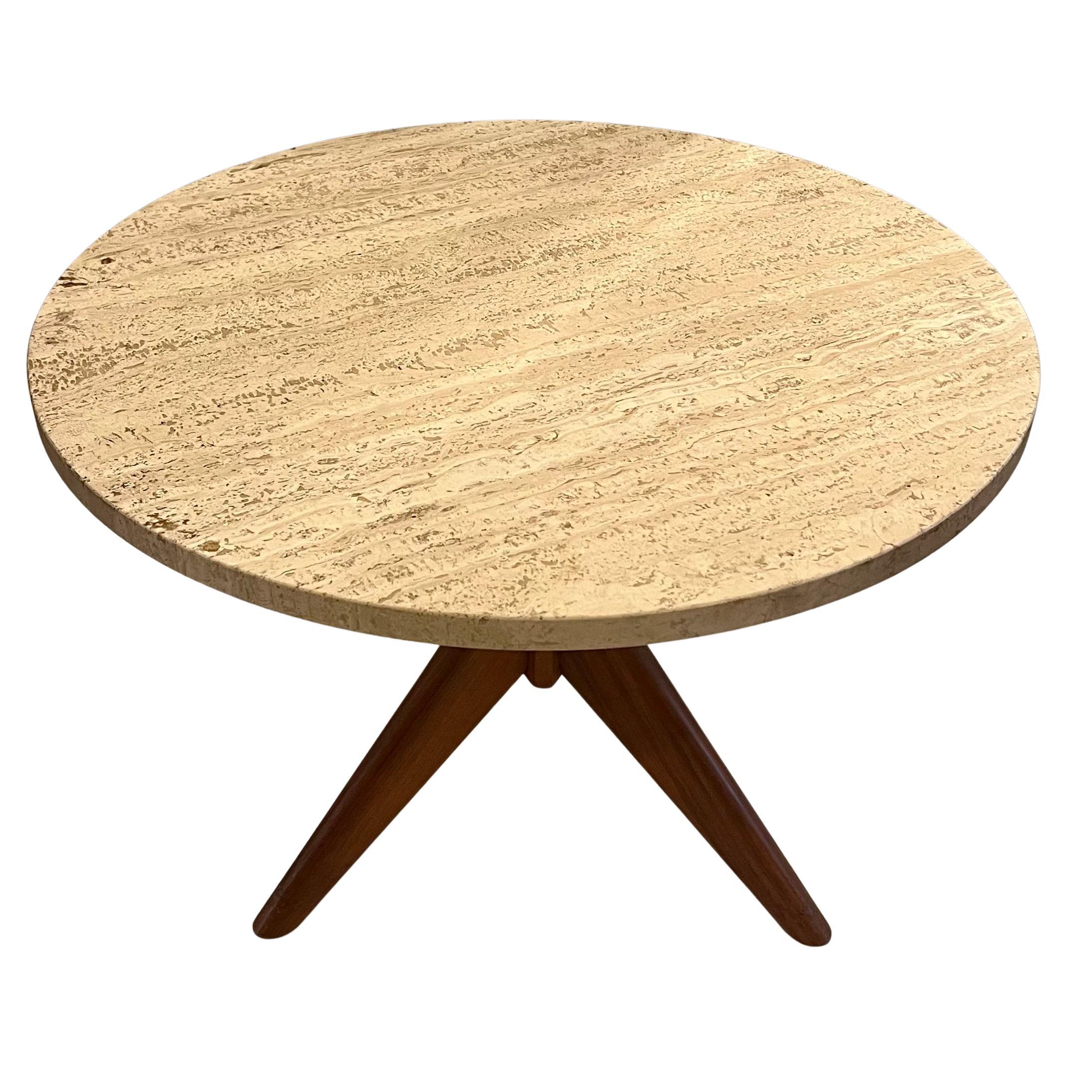 20th Century American Mid Century Walnut & Travertine Jacks Cocktail Table Adrian Pearsall