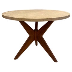 American Mid Century Walnut & Travertine Jacks Cocktail Table Adrian Pearsall