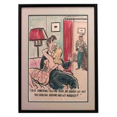 American Mid-Century Watercolor Caricature