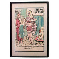 American Mid-Century Watercolor Caricature Vintage American Mid-Century Watercolor Caricature