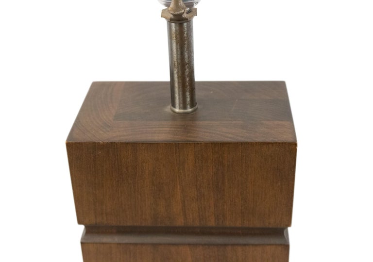 American MidCentury Wood Block Table Lamp For Sale at 1stDibs