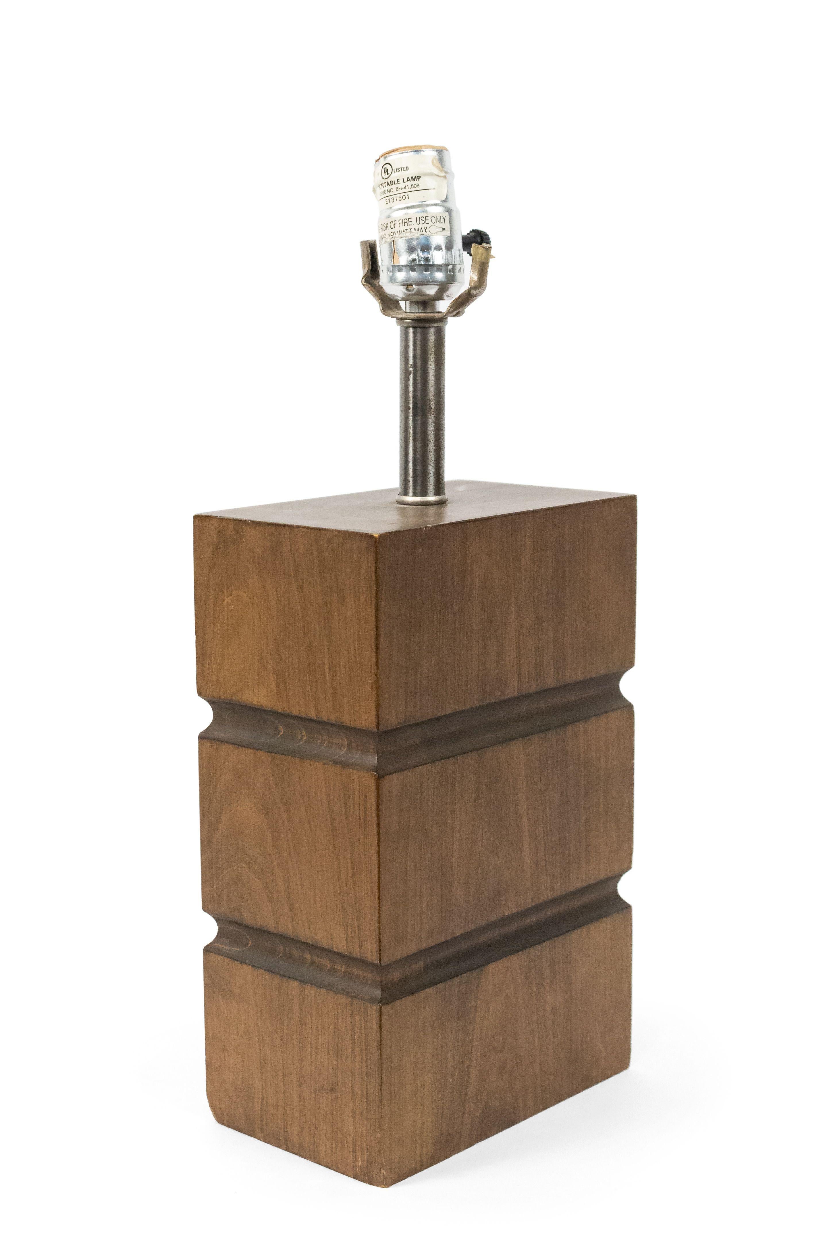 Mid-Century Modern American Mid-Century Wood Block Table Lamp For Sale
