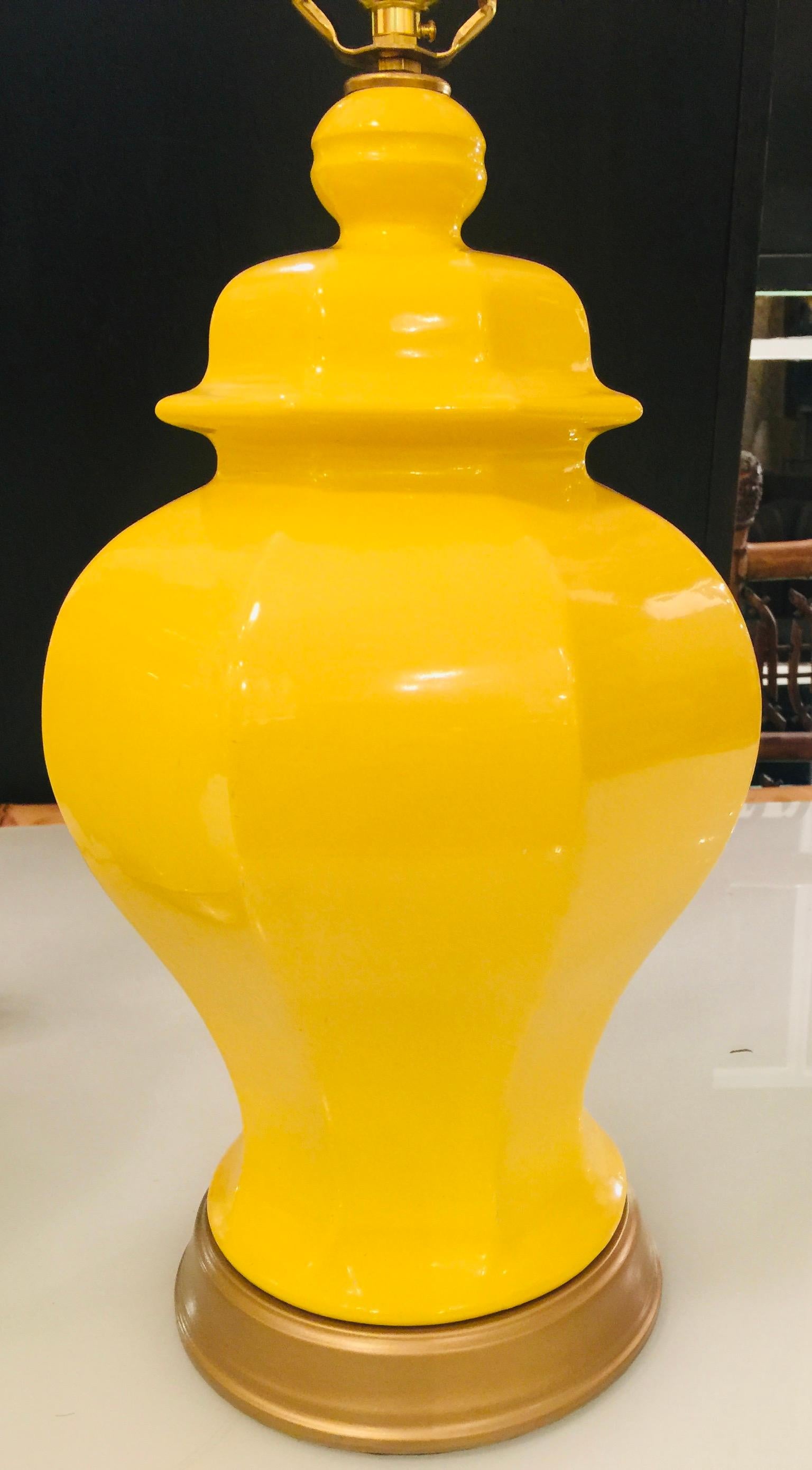 North American American Midcentury Yellow Temple Jar Lamps, 1950s-1960s