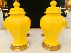 American Midcentury Yellow Temple Jar Lamps, 1950s-1960s