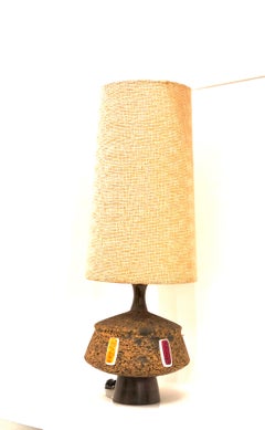 American Midcentury Atomic Age Striking Tall Cork Lamp