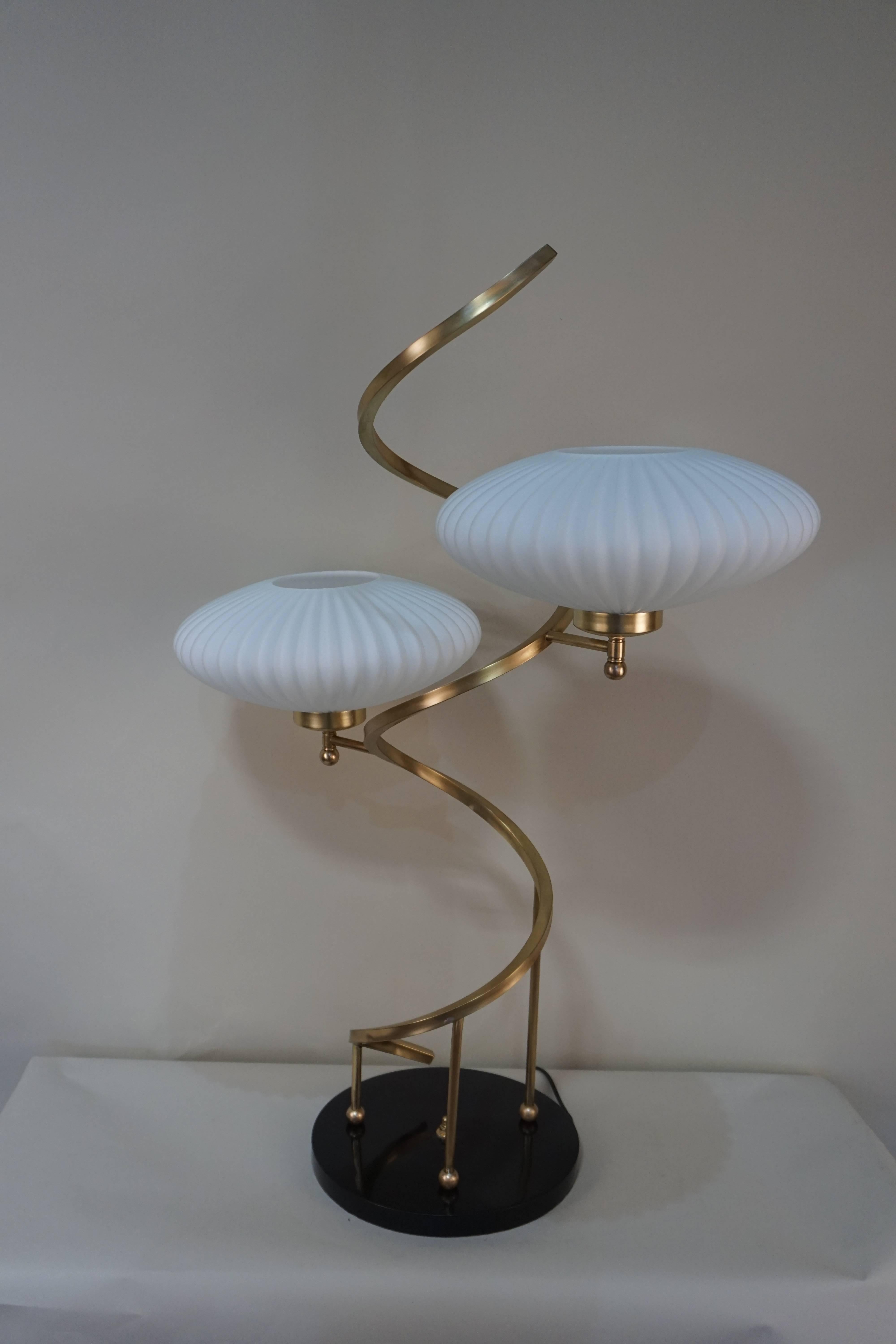 American Midcentury Brass and Glass Table Lamp 3