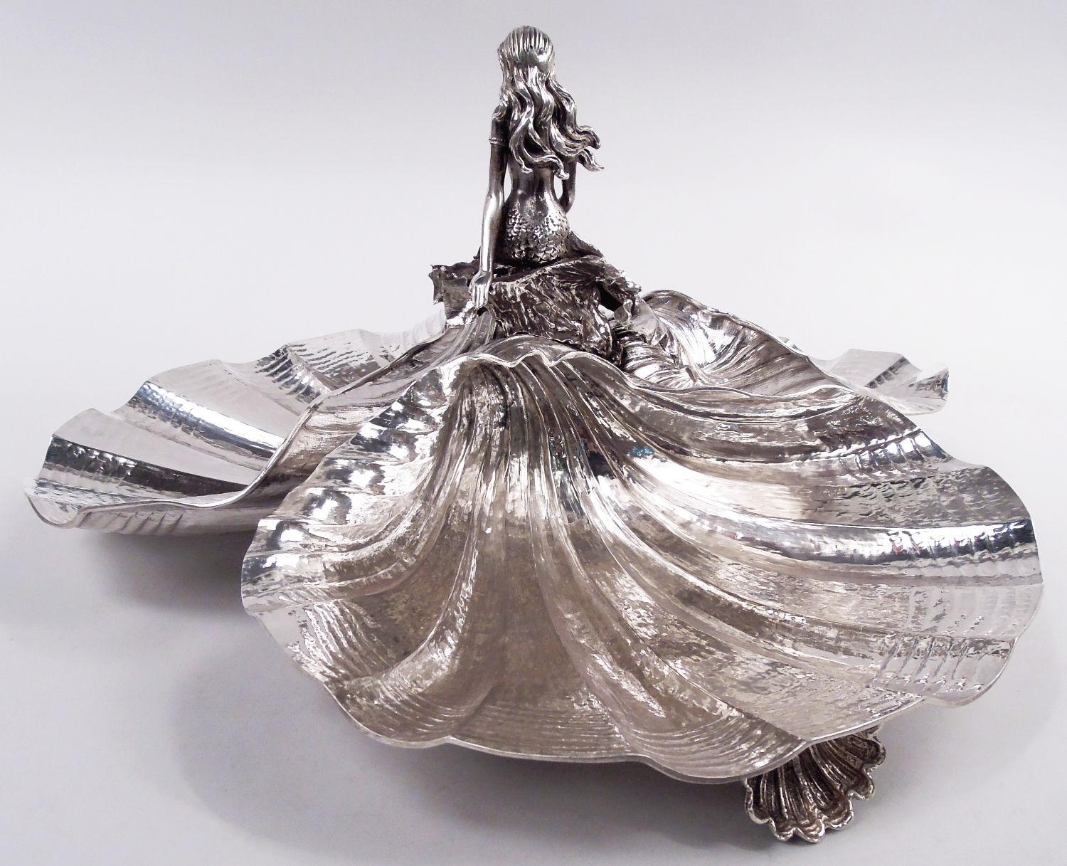American Midcentury Classical Meerjungfrau & Jakobsmuschel Centerpiece Schale (amerikanisch) im Angebot