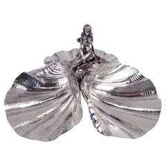 Centre de table américain Midcentury Classic Mermaid & Scallop Shell Centerpiece Bowl (bol à sirène et à coquille)