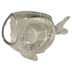 American Midcentury Clear Glass Fish Vase by Blenko