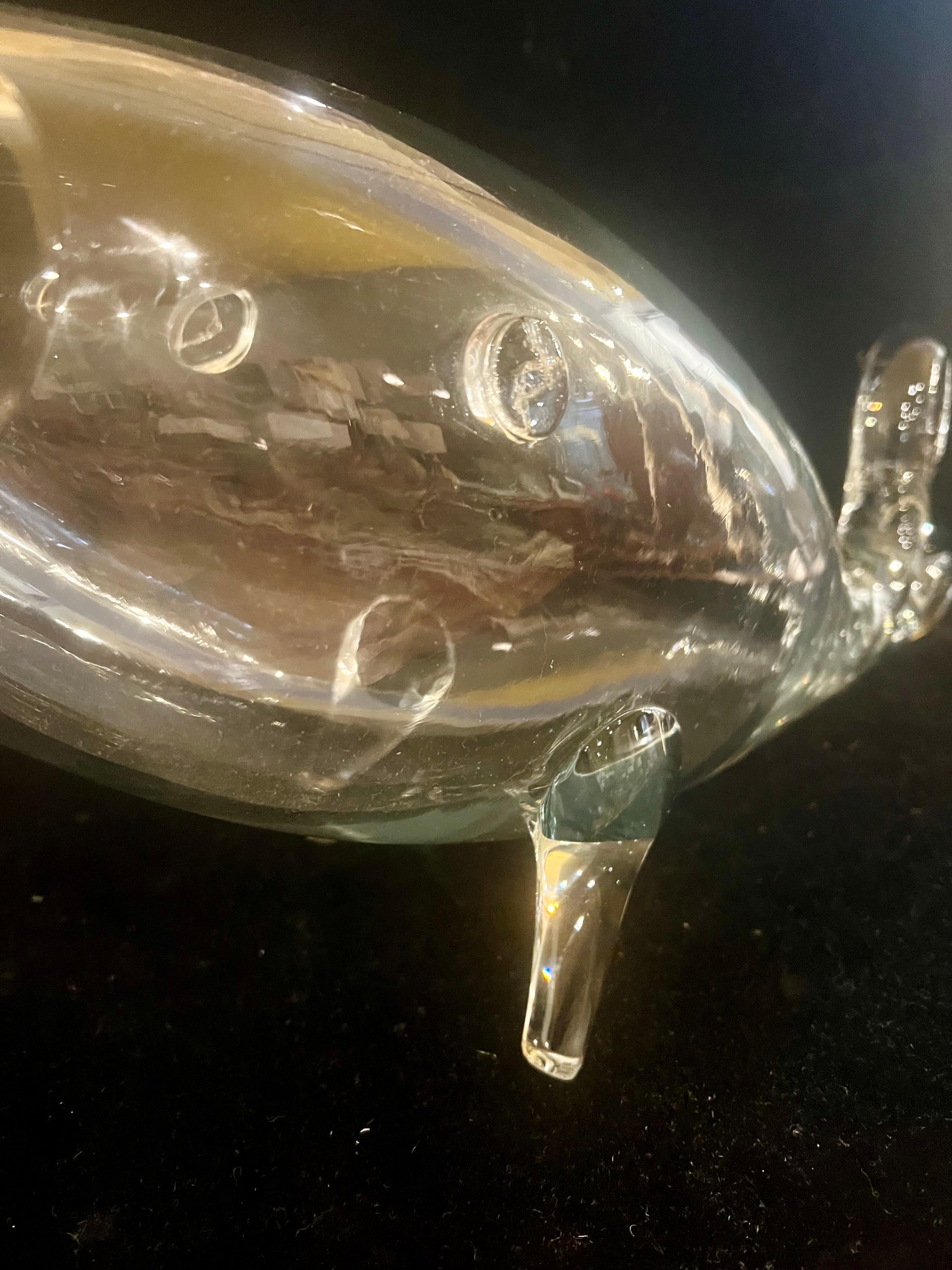 Mid-Century Modern American Midcentury Clear Glass Fish Vase by Blenko For Sale