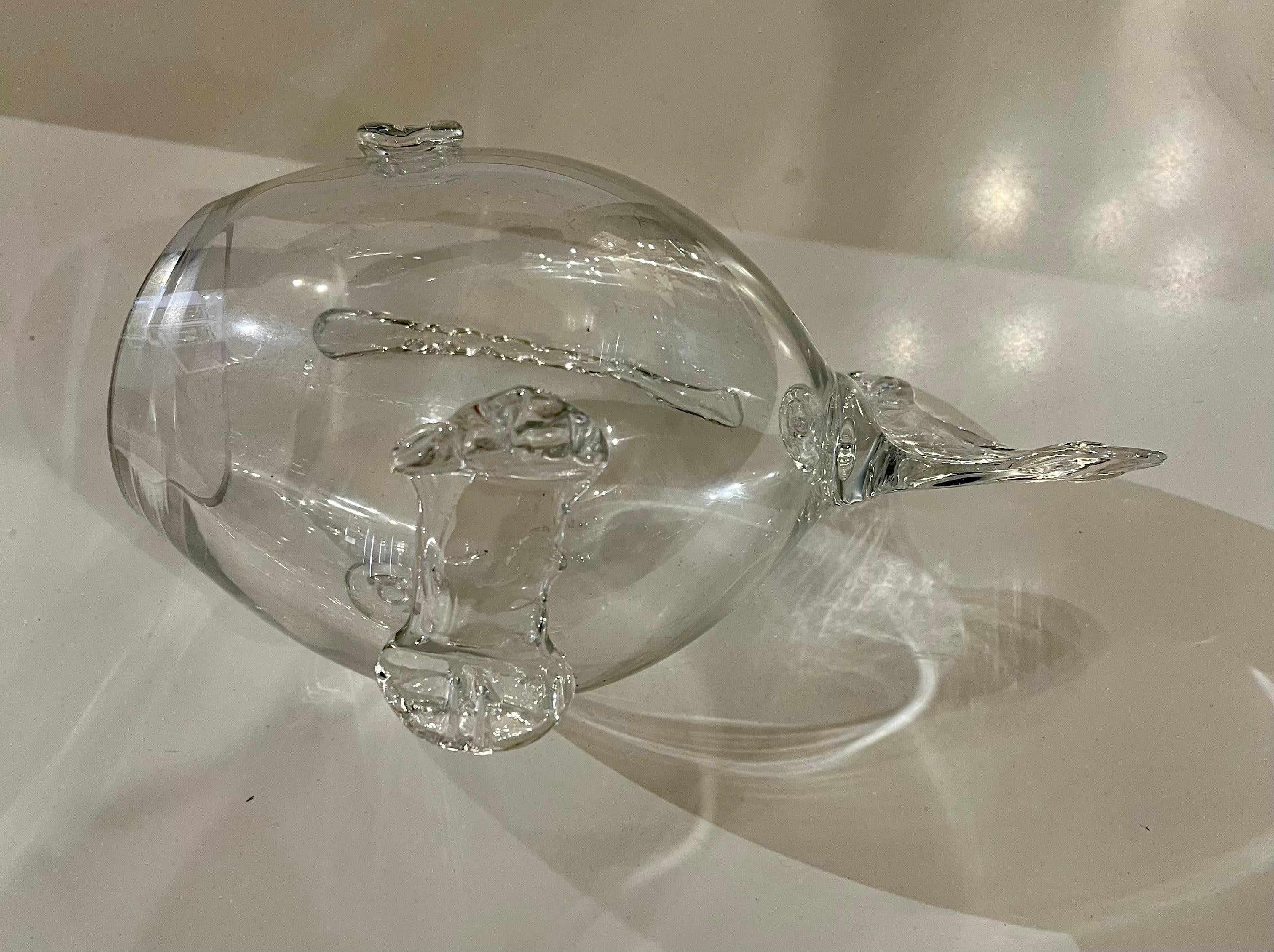 Mid-Century Modern American Midcentury Clear Glass Fish Vase by Blenko