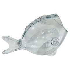 American Midcentury Clear Glass Fish Vase by Blenko